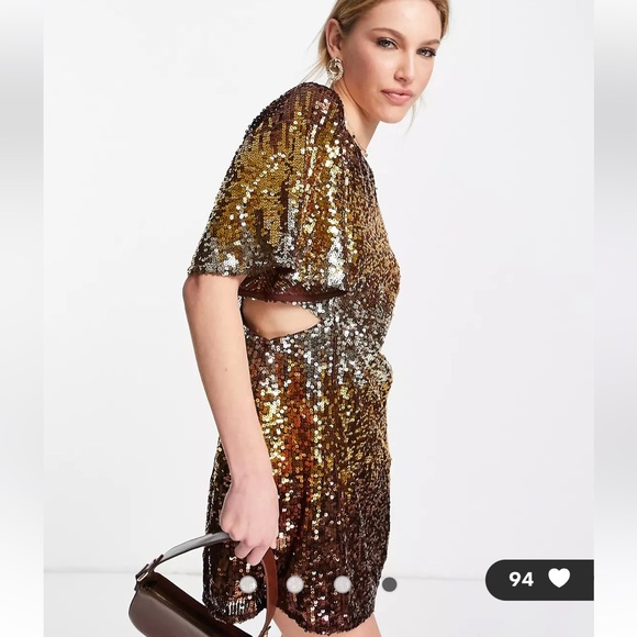 french connection estari sequin dress Ombre French Connection Embellished Dress French Connection Estari Ombre Sequin  Dress With Flutter Sleeves